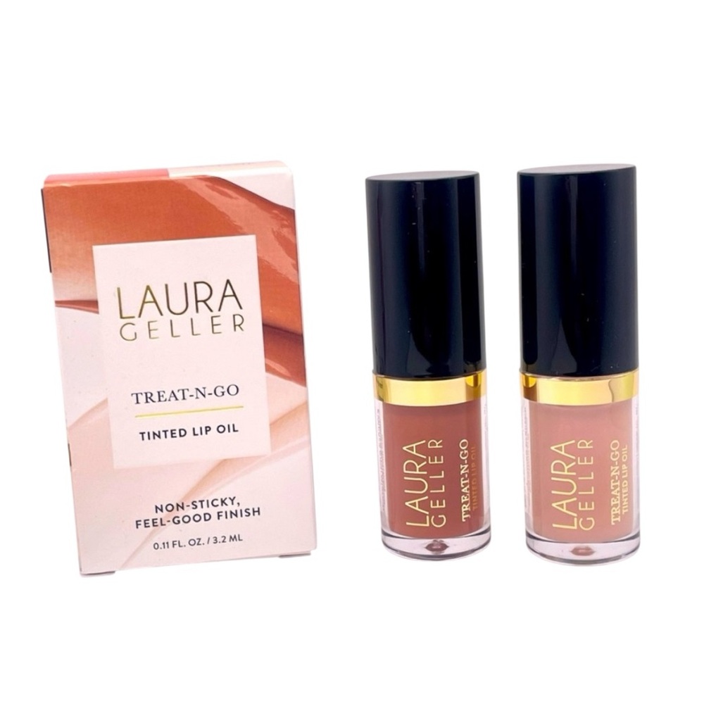 NWT Laura Gellar Treat N Go Tinted Lip Oil Duo in High Stakes & A-Game